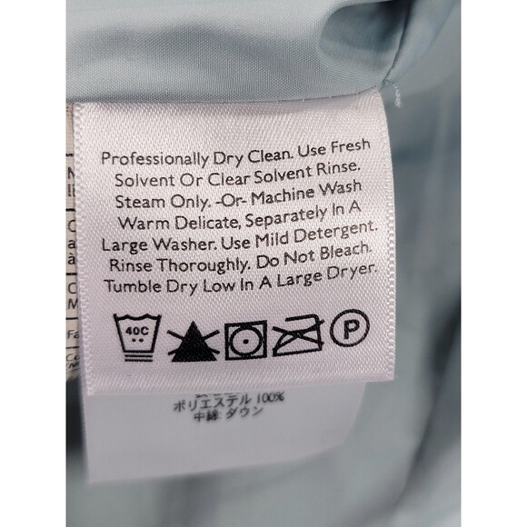 Eddie Bauer Quilted Vest Womens Large Light Blue Premium Goose Down Floral Zip - Picture 5 of 10